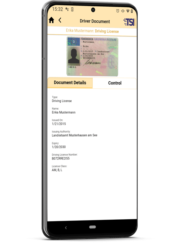Mobile viewing of driver documents with TSI Connect